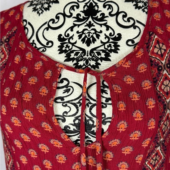 Patrons of Peace NWT size M  Boho Sexy Festival Red Patterned Sleeveless Blouse - Picture 2 of 10